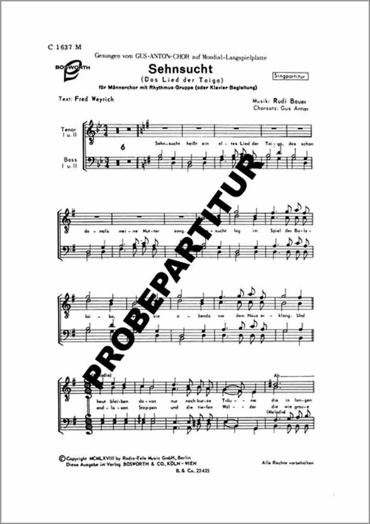 Sehnsucht/Sehnsucht heißt das alte Lied der Taiga